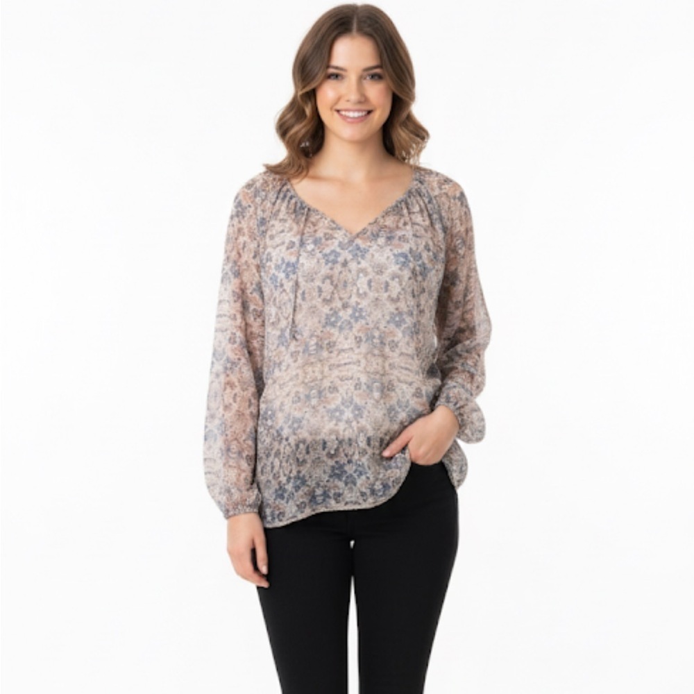 Cabi size small oversized floral peasant boho top